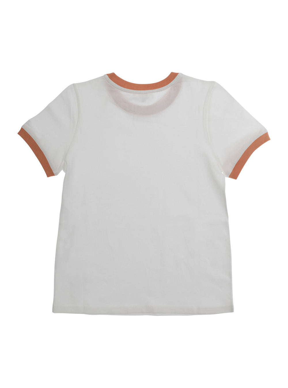Round Neck T-Shirt with Logo on Front in White Cotton for Girls Tshirts And Polo Shirts