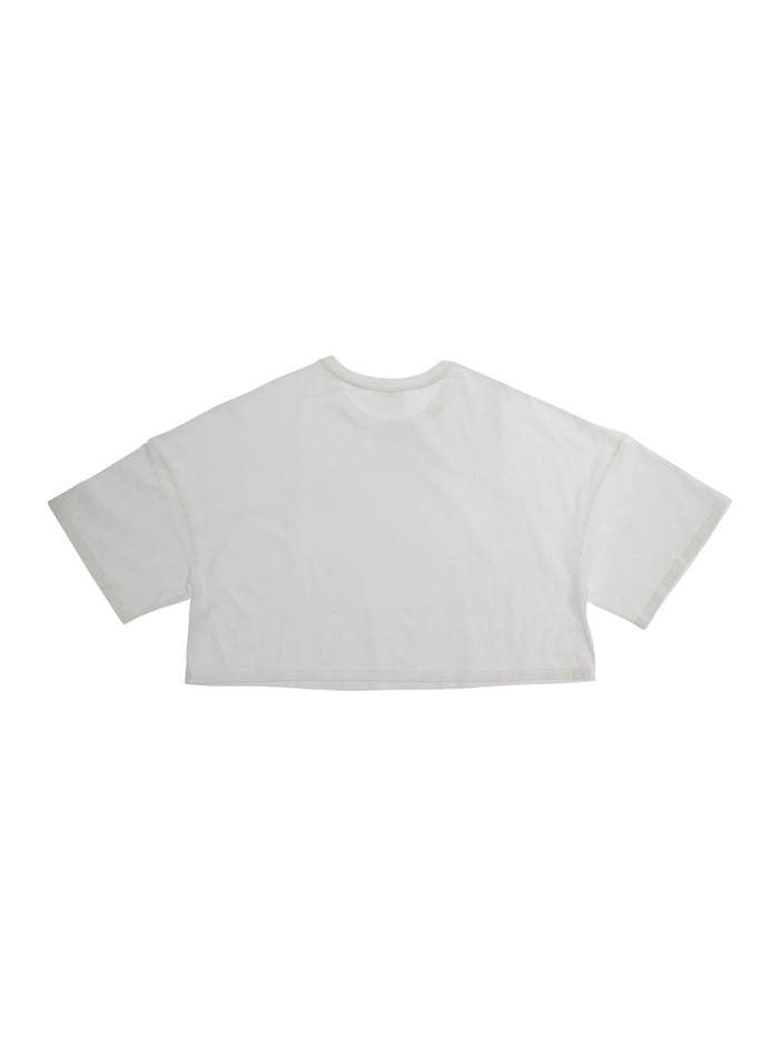 White Cotton Logo Crop T-Shirt for Girls Tshirts And Polo Shirts