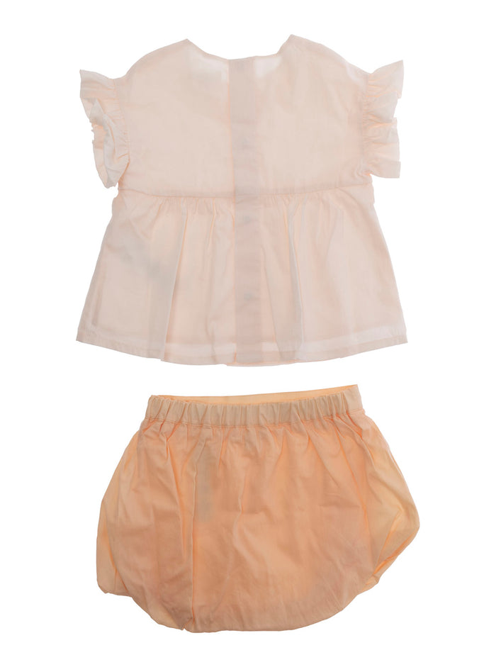 SHIRT + SHORTS Pink with Refined Details in Cotton Child Suits