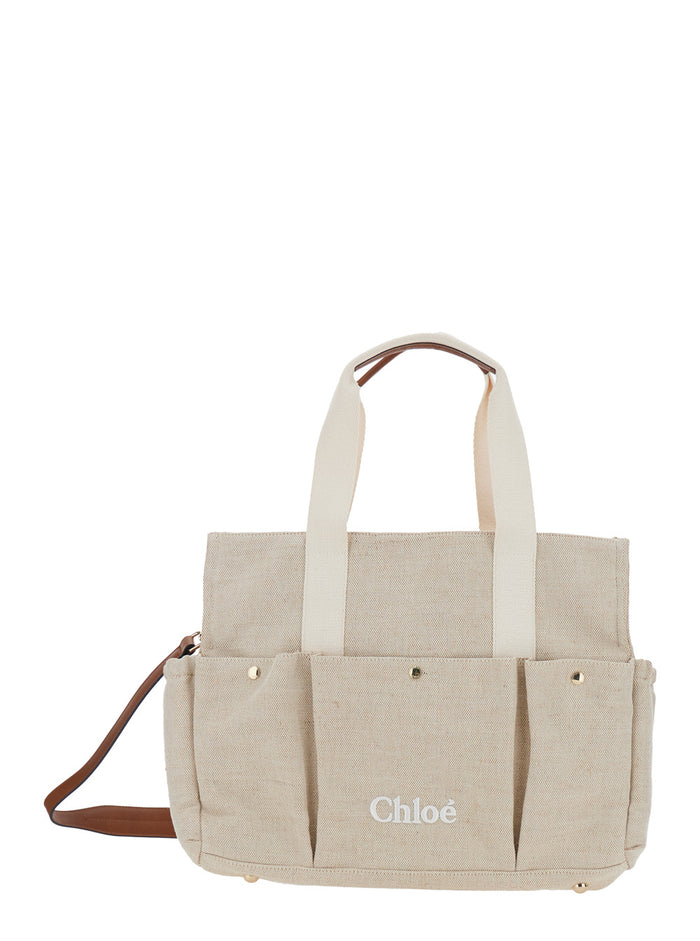 Shoulder Bag CHANGING with White Jute Details for Women Cotton Viscose Crossbody