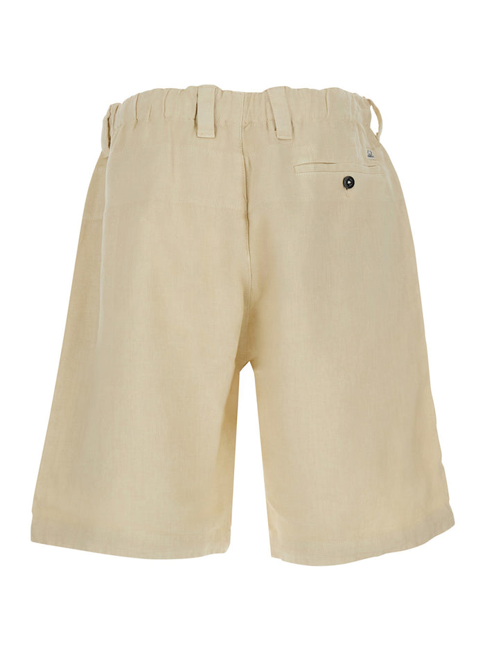 Shorts LINO with Side Pockets Beige in Linen Men And Bermuda