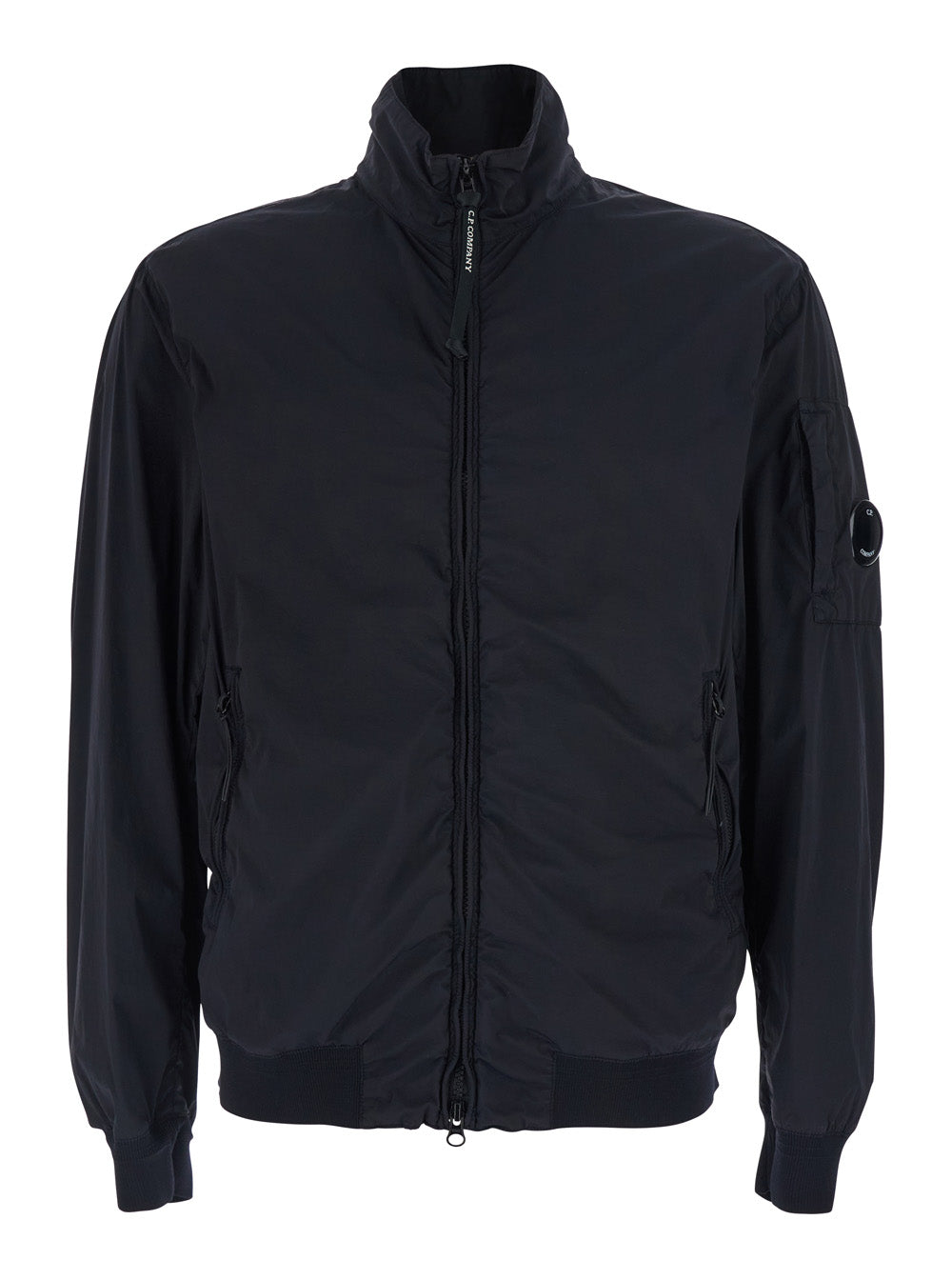 Blue NYLON Jacket with Front Zip Closure and Tech Fabric Pockets for Men Blu Polyamide Elastane Outerwear