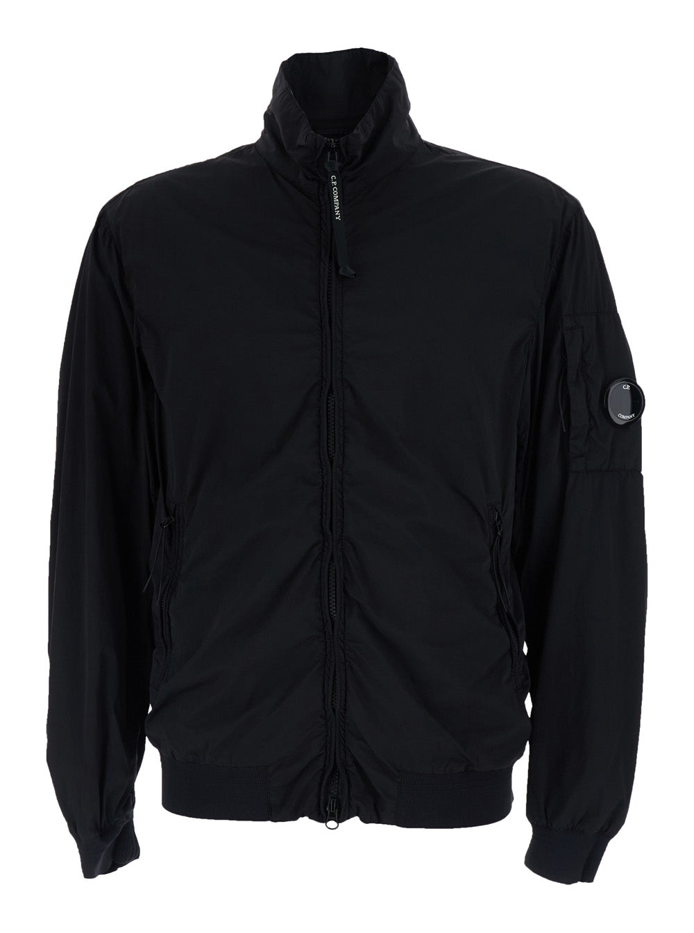 Black NYLON Jacket with Front Closure and Tech Fabric Pockets for Men Polyamide Elastane Outerwear