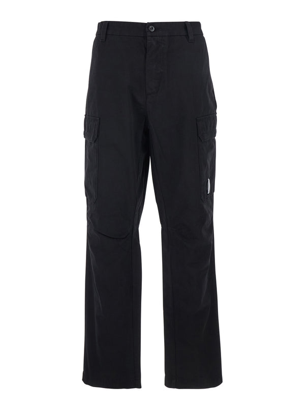 Cargo Pants Black Cotton Trousers