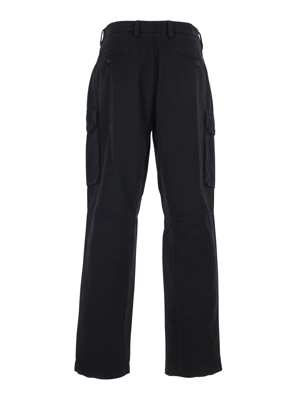 C.P. COMPANY Black Cargo Pants with Logo Plate on the Side and Two Front Pockets for Men Cotton Trousers