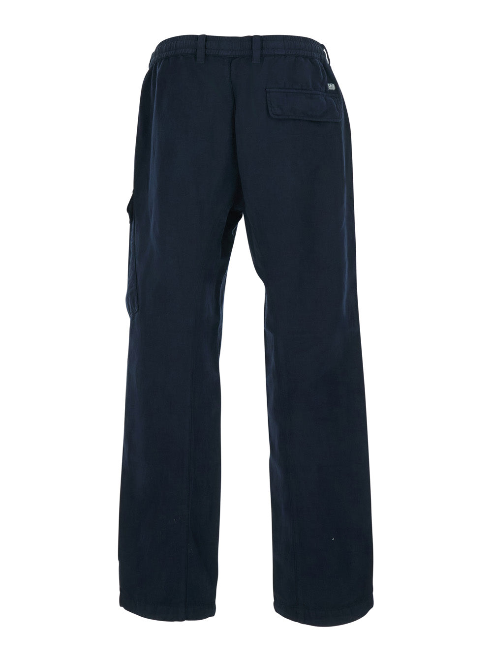 Blue Pants With Elasticated Waist And A Cargo Pocket In Cotton Linen Blend For Men Blu Trousers