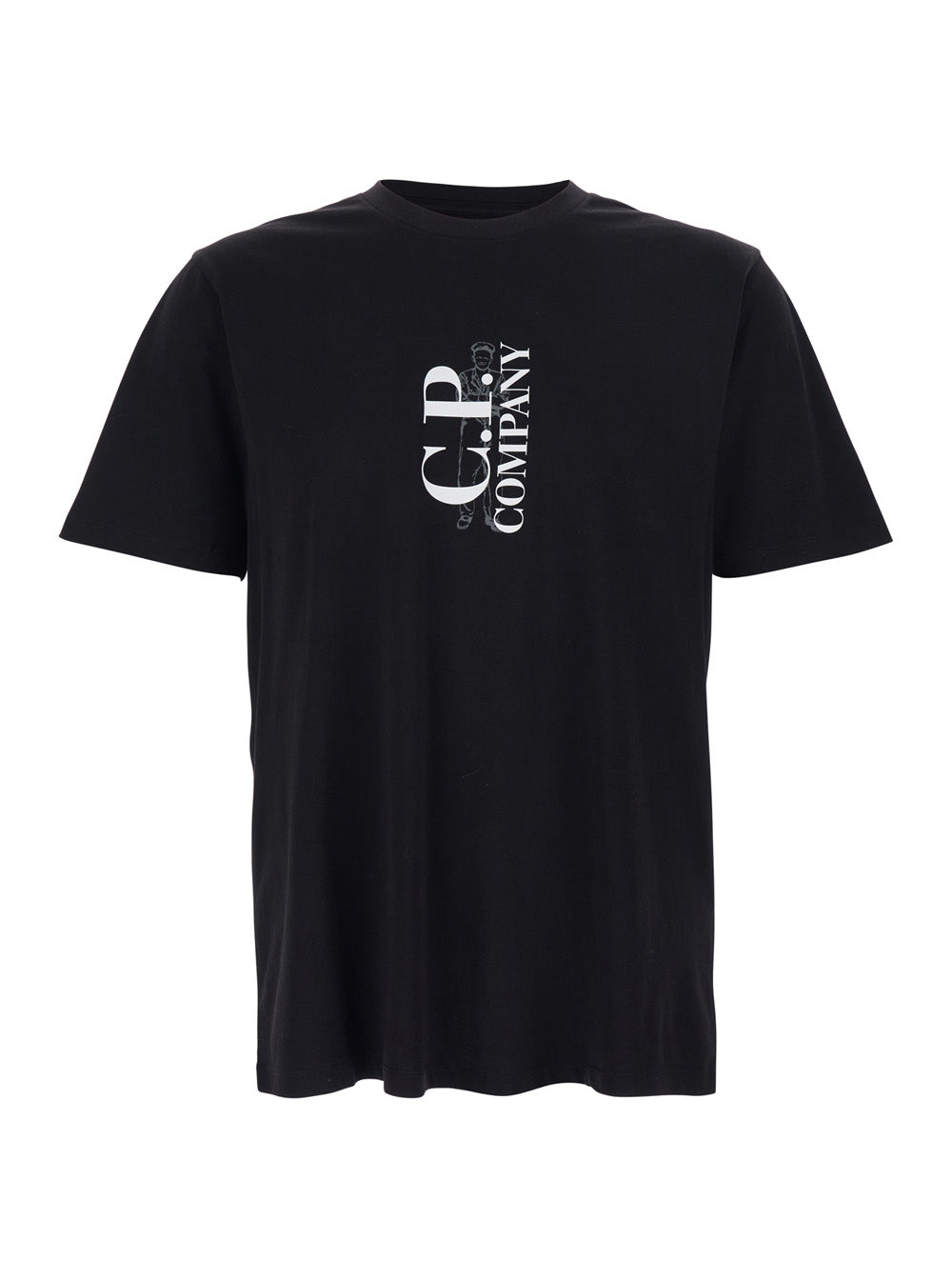 Black T-Shirt with Lettering Logo on the Front for Men Cotton Tshirts And Polo Shirts
