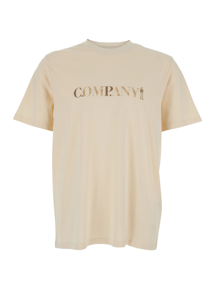 Beige COTTON T-Shirt with Round Neck and Short Sleeves for Men Tshirts Polo Shirts