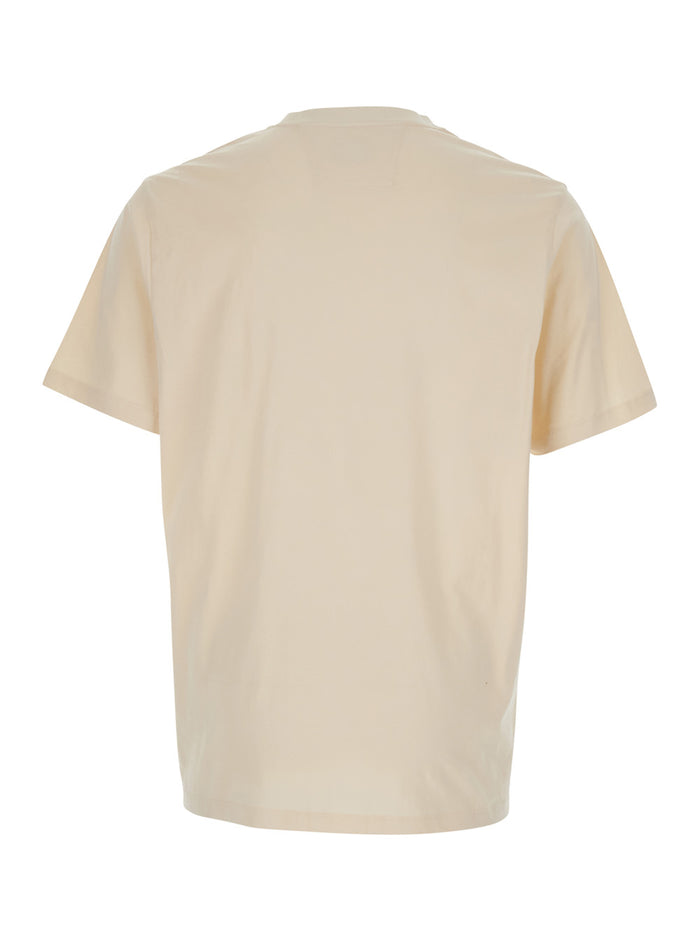 Beige COTTON T-Shirt with Round Neck and Short Sleeves for Men Tshirts Polo Shirts