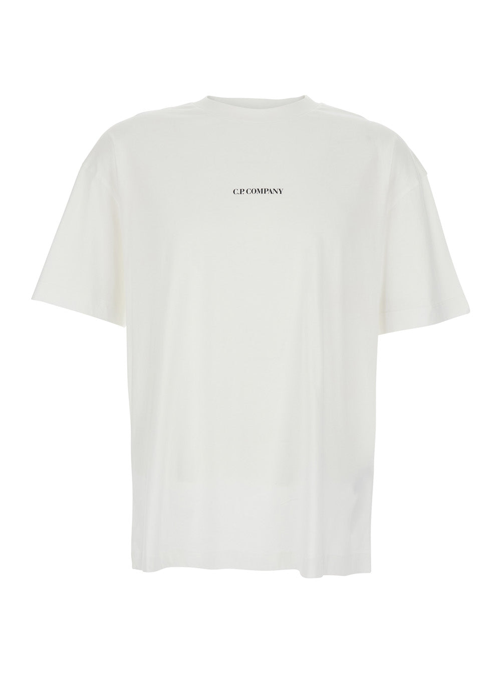 White T-Shirt with Logo Detail on the Front and Back for Men Cotton Tshirts Polo Shirts