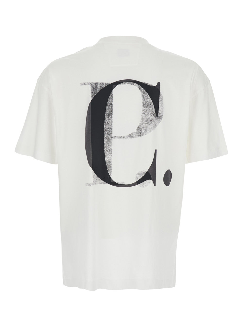 White T-Shirt with Logo Detail on the Front and Back for Men Cotton Tshirts Polo Shirts