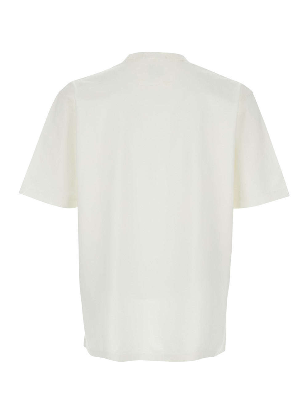 White Crew Neck T-Shirt With Logo On Front Cotton For Men Tshirts And Polo Shirts
