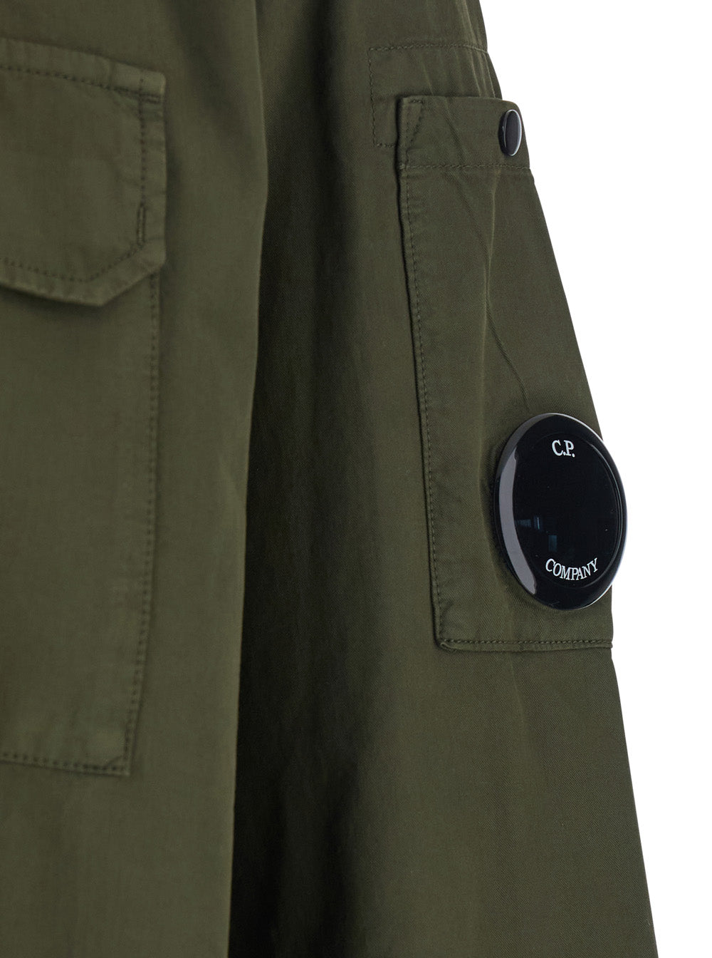 Green Jacket With Classic Collar And Logo Plate On Sleeve In Cotton Man Outerwear