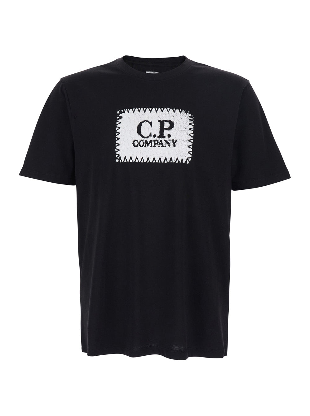 Crew Neck T-Shirt with Logo on Front in Black Cotton for Men Tshirts And Polo Shirts