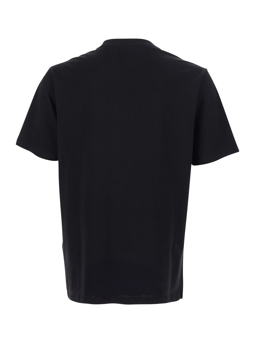 Crew Neck T-Shirt with Logo on Front in Black Cotton for Men Tshirts And Polo Shirts