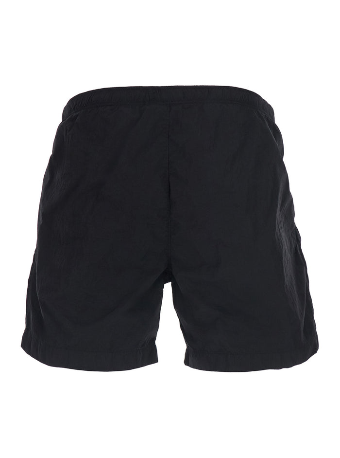 Black Swim Shorts With Logo On The Front In Tech Fabric Men Polyamide Beachwear
