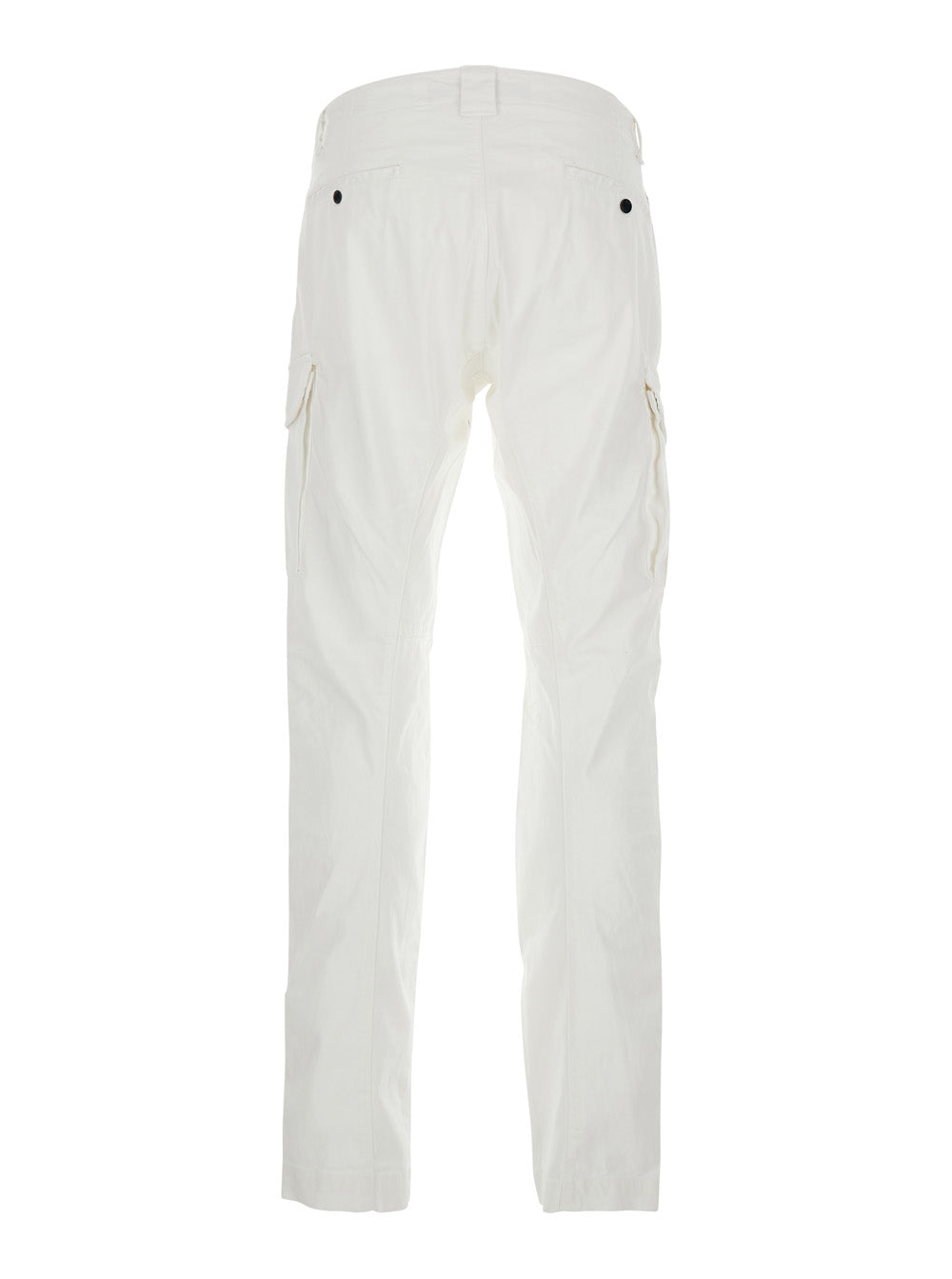 Cargo Pants RSCMPA743A005694G103 with Logo Plate on the Side and Two Pockets Front in White Stretch Cotton for Men Elastane Trousers