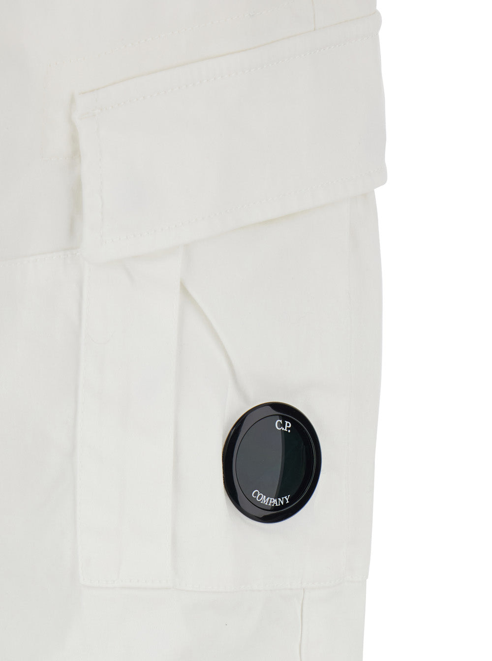 Cargo Pants RSCMPA743A005694G103 with Logo Plate on the Side and Two Pockets Front in White Stretch Cotton for Men Elastane Trousers