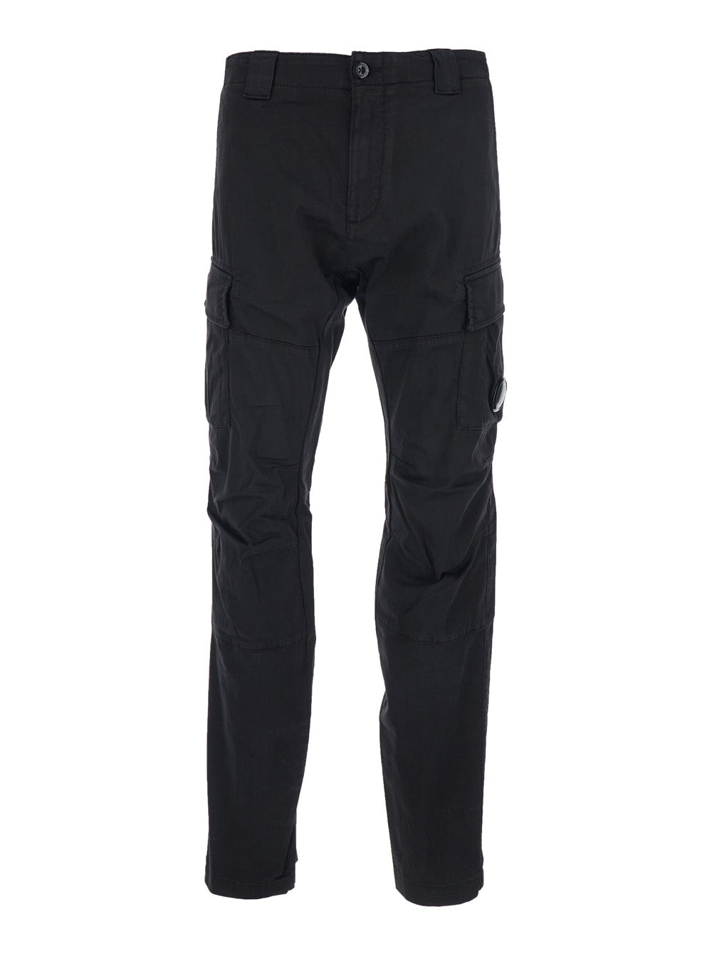 Cargo Pants RSCMPA743A005694G999 with Logo Plate on the Side and Two Pockets Front in Black Stretch Cotton for Men Elastane Trousers
