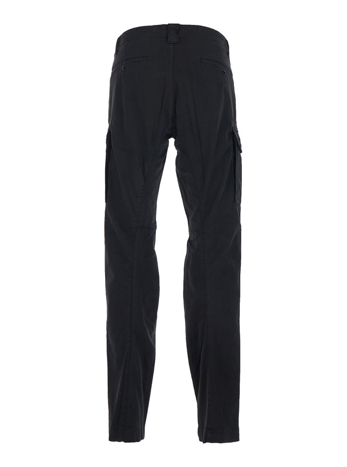 Cargo Pants RSCMPA743A005694G999 with Logo Plate on the Side and Two Pockets Front in Black Stretch Cotton for Men Elastane Trousers