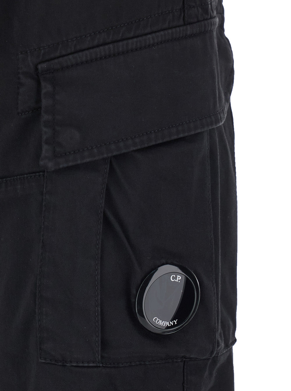 Cargo Pants RSCMPA743A005694G999 with Logo Plate on the Side and Two Pockets Front in Black Stretch Cotton for Men Elastane Trousers