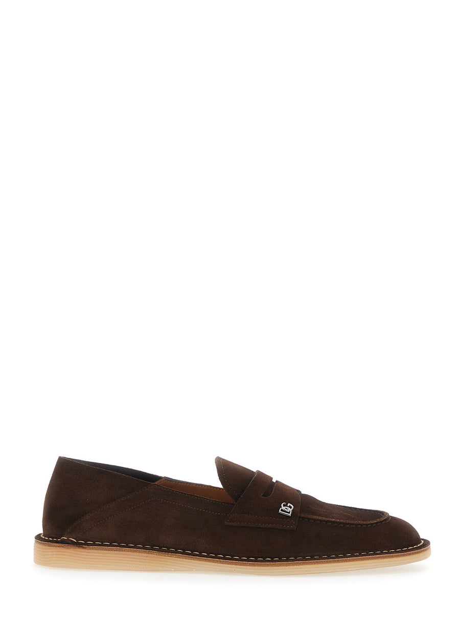 Loafers Florio Brown Suede Calf Leather