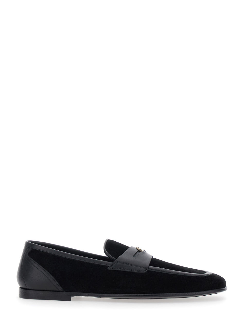 Ariosto Black Loafers with DG logo plaque on the front in Leather and Suede for Men Calf