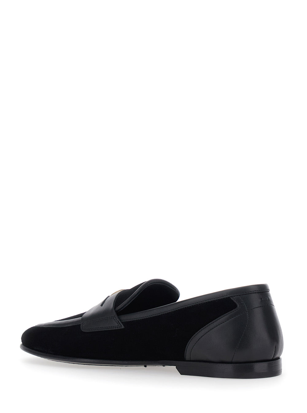 Ariosto Black Loafers with DG logo plaque on the front in Leather and Suede for Men Calf