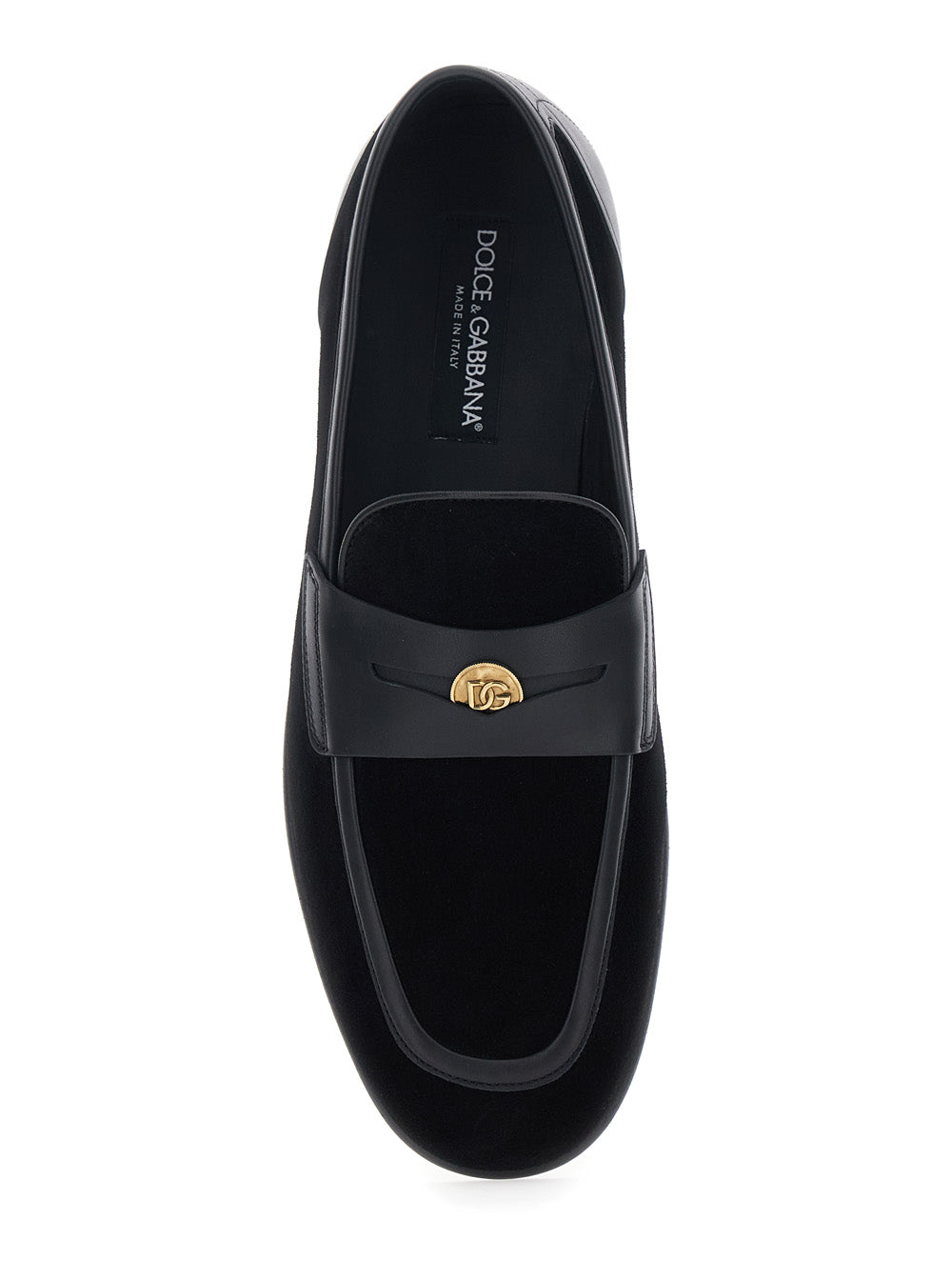 Ariosto Black Loafers with DG logo plaque on the front in Leather and Suede for Men Calf