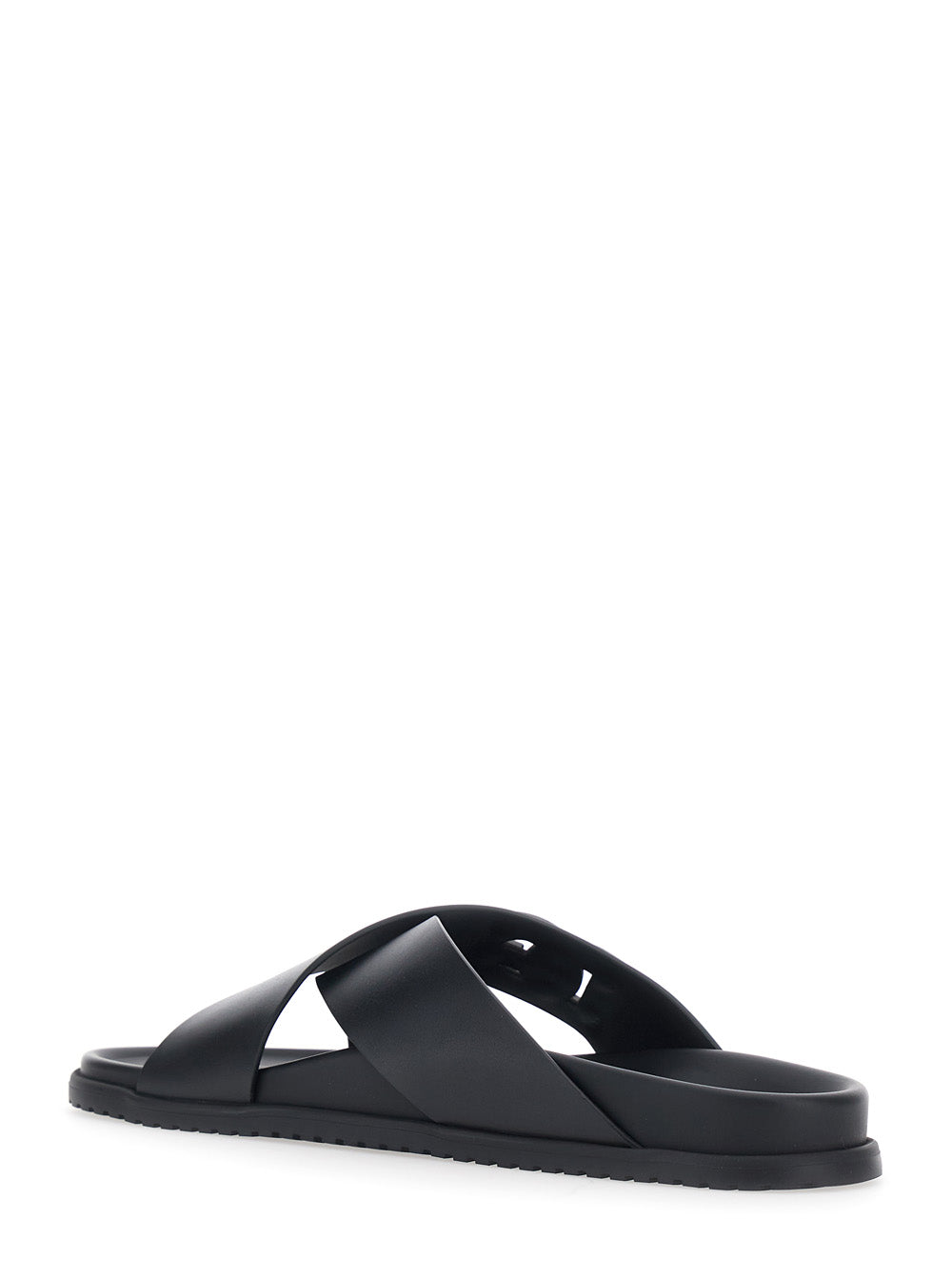 Black Sandals with DG Logo Detail and Incricio on the Front in Leather for Men Lamb Flat Shoes