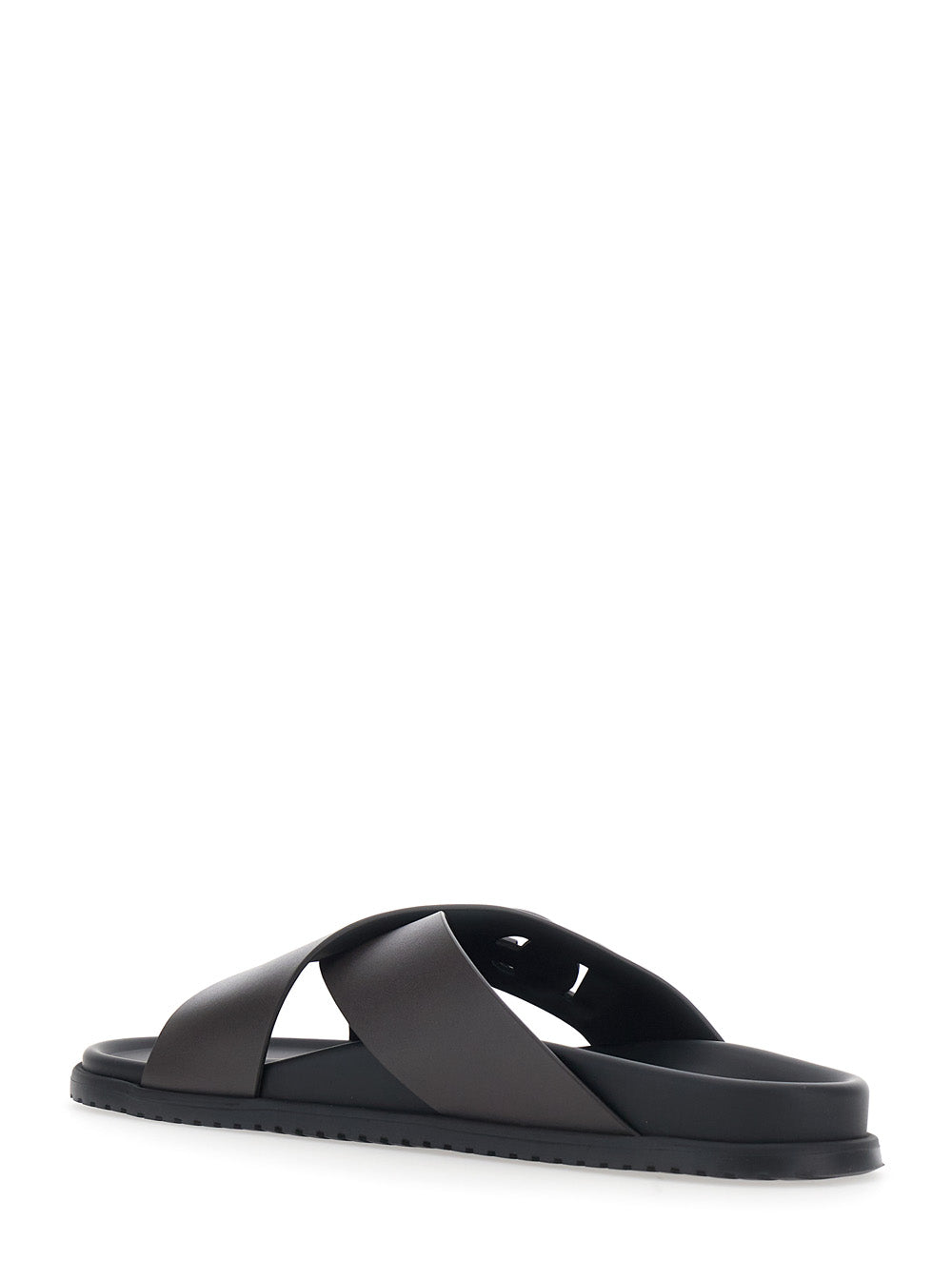 Brown Leather Sandals with DG Logo Detail on the Front for Men Calf Flat Shoes