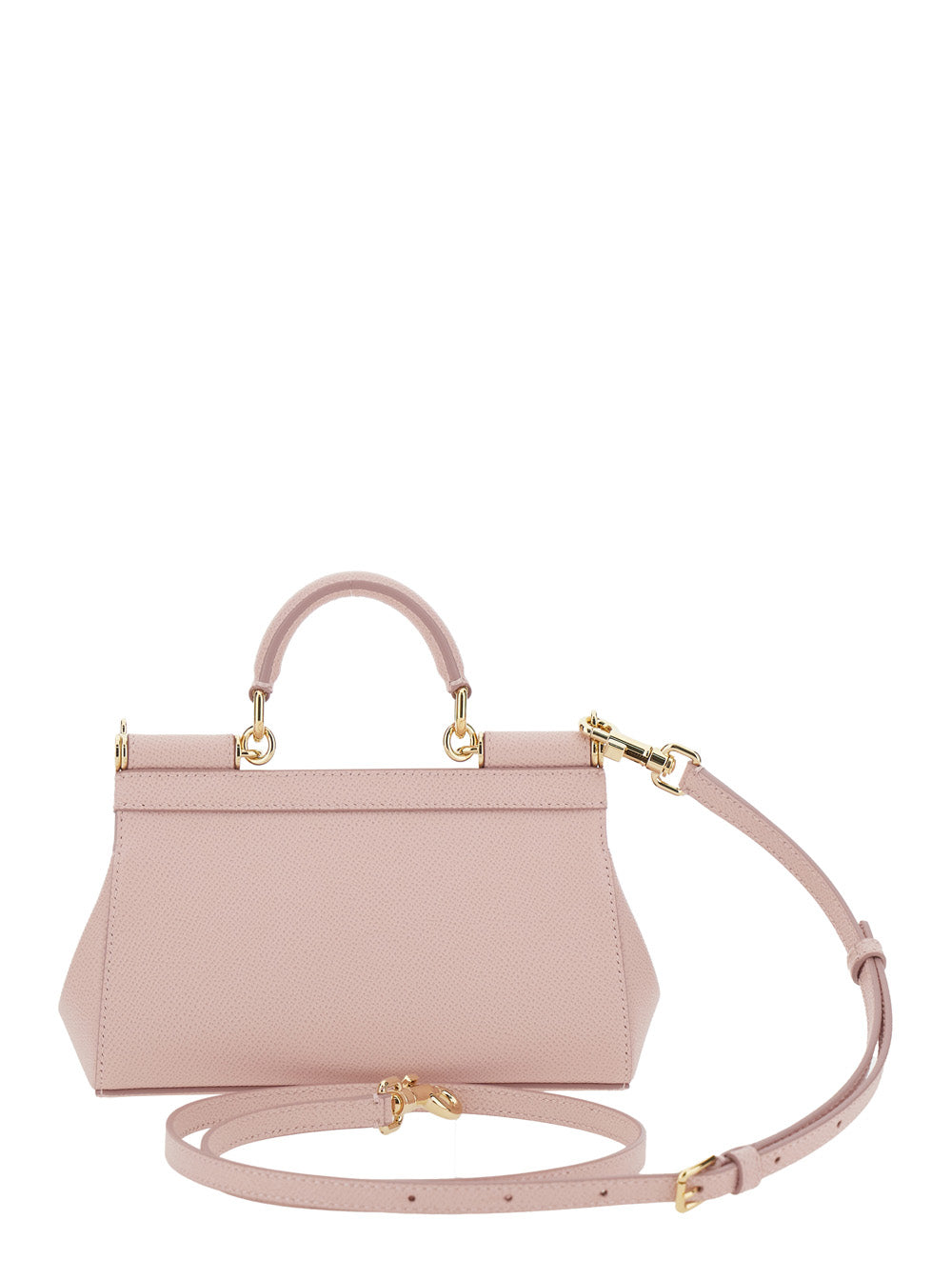 Sicily Pink Handbag With Adjustable And Removable Shoulder Strap Logo Plate On The Front Leather For Women Calf Hand Bags