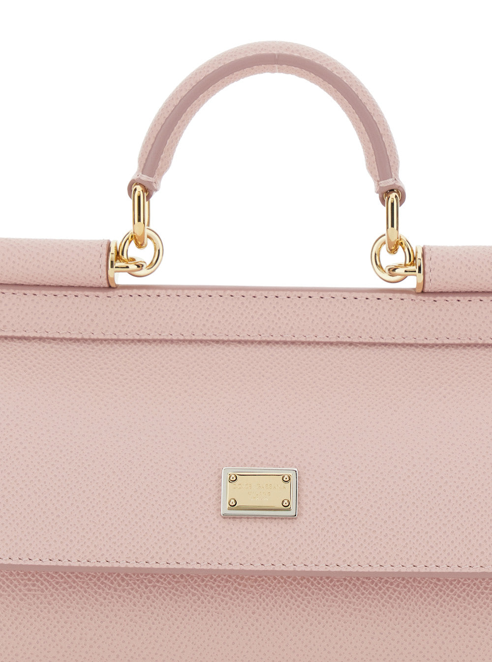 Sicily Pink Handbag With Adjustable And Removable Shoulder Strap Logo Plate On The Front Leather For Women Calf Hand Bags