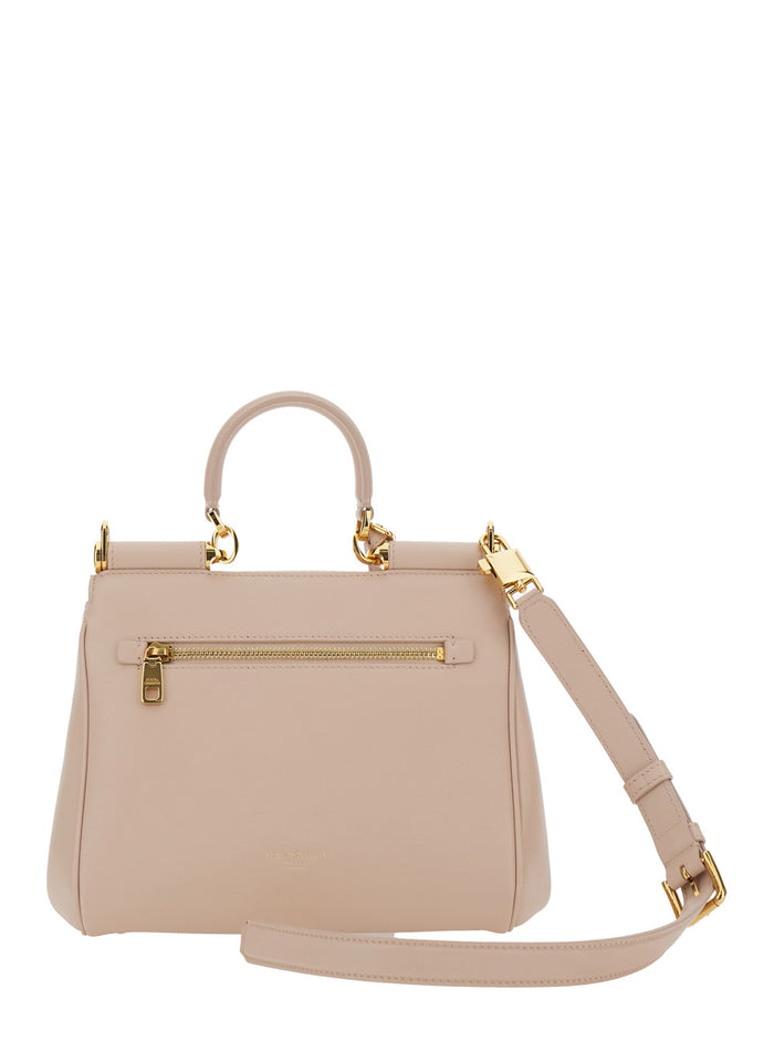 My Sicily Pink Small Handbag with Padlock Detail in Leather for Women Calf Pvc Hand Bags