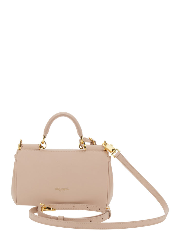 My Sicily Pink Mini Crossbody Bag with Adjustable and Removable Strap in Leather for Women Cotton Calf