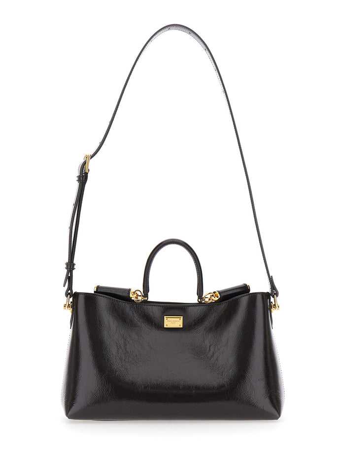 Vittoria Brown Handbag with Adjustable Shoulder Strap and Logo Plate on Front in Leather for Women Calf Hand Bags