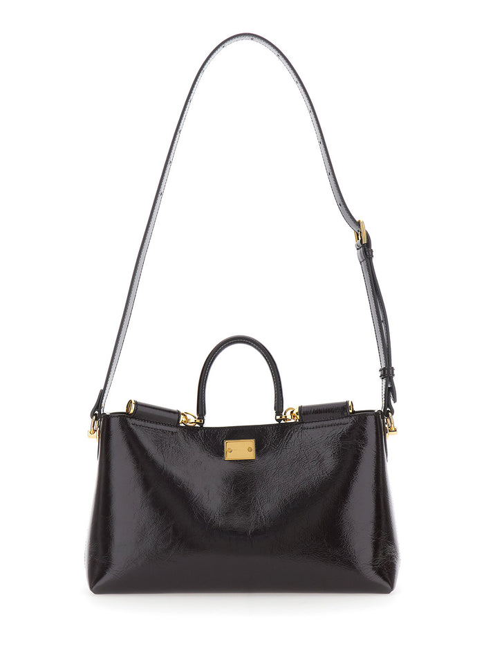Vittoria Brown Handbag with Adjustable Shoulder Strap and Logo Plate on Front in Leather for Women Calf Hand Bags