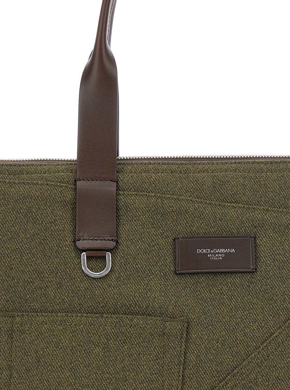 Adamo Green Shopper Bag with All-Over Print in Cotton Man Calf Tote