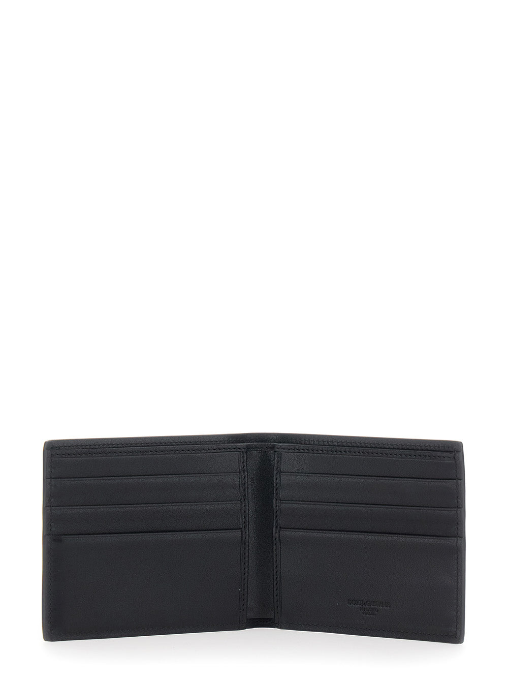Black Bi-Fold Wallet with Logo Plate In Leather for Men Calf Products
