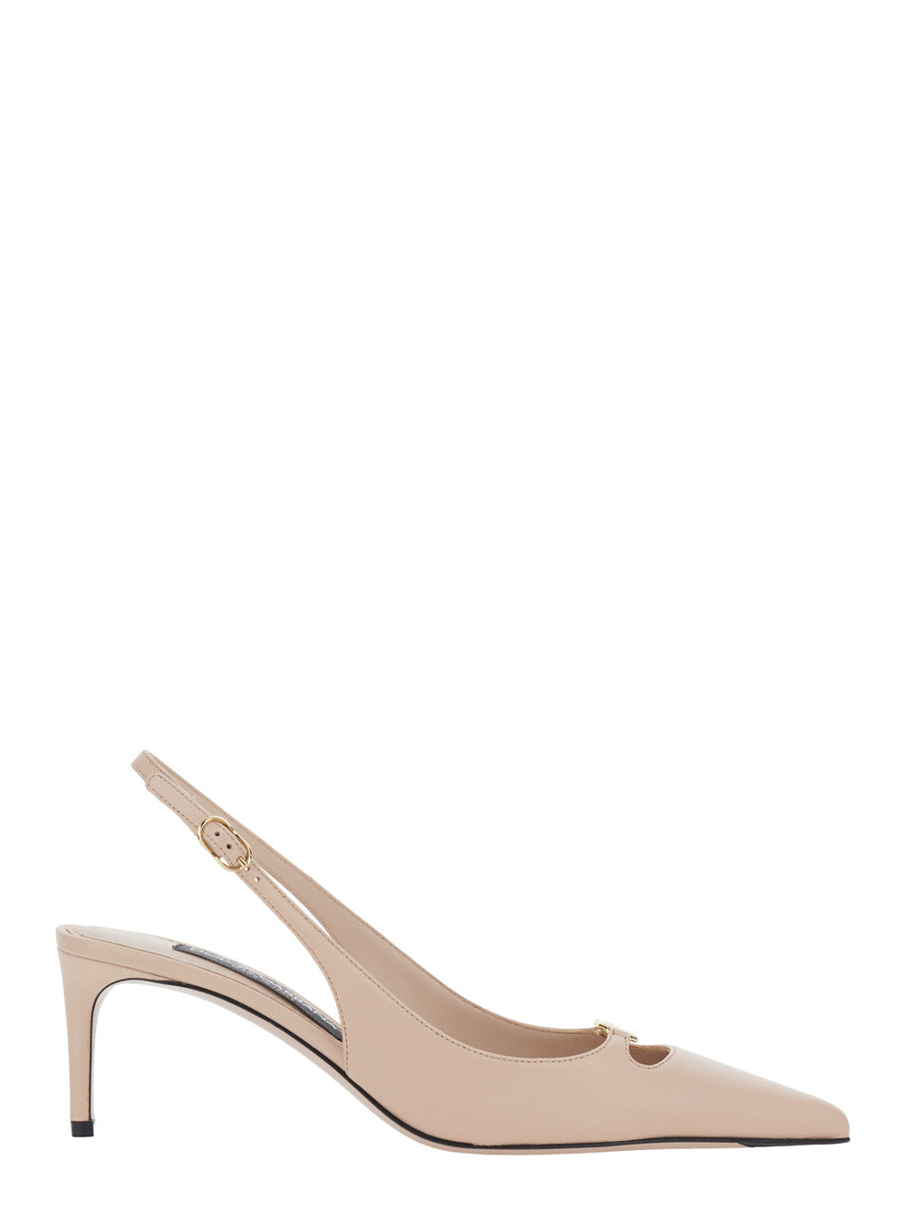 Pink Pumps with Logo Plate and Medium Heel in Leather for Women Lamb Sheep Heels