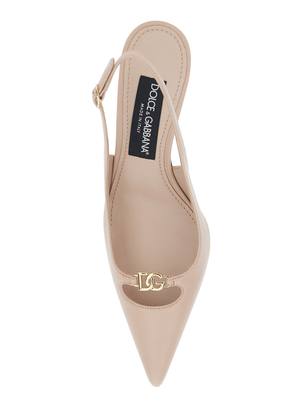 Pink Pumps with Logo Plate and Medium Heel in Leather for Women Lamb Sheep Heels