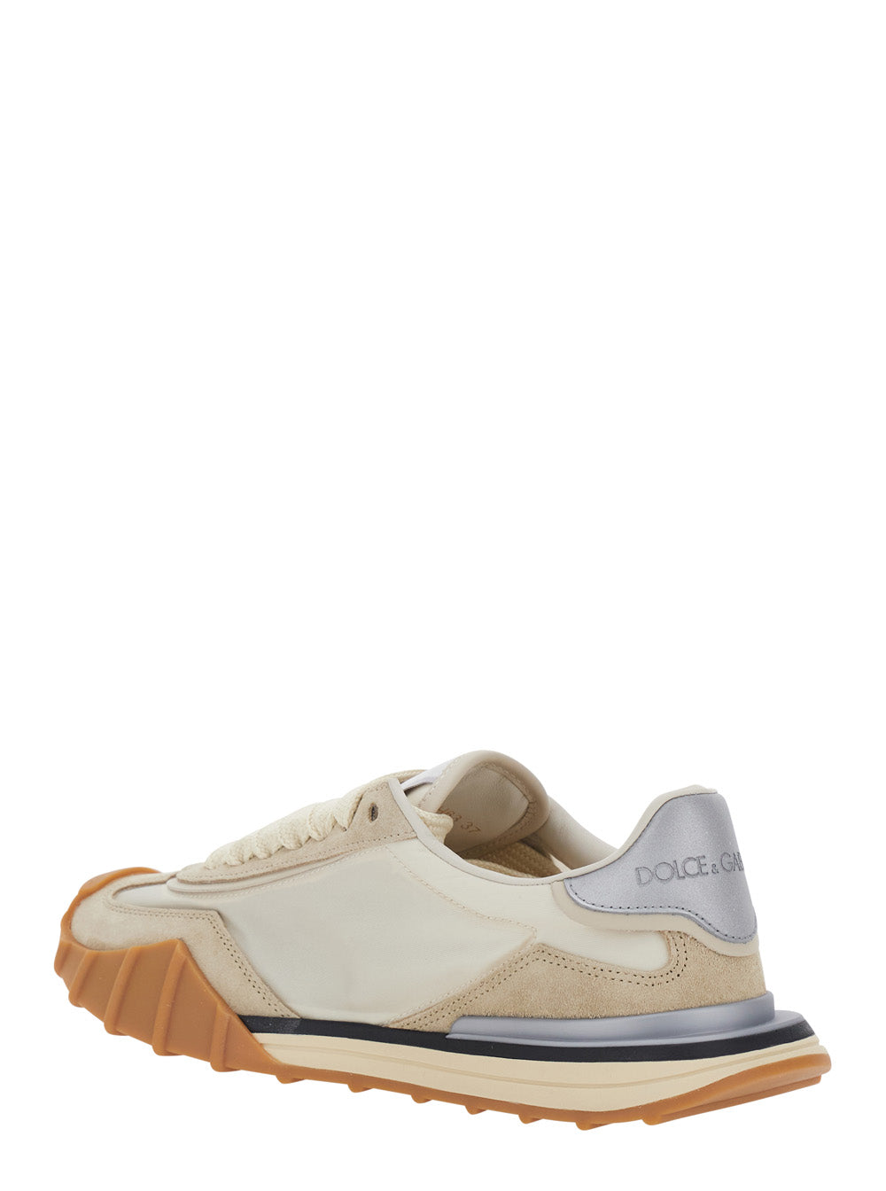DG Athletic White Sneaker with Logo on the Side in Leather Woman Lamb Sheep