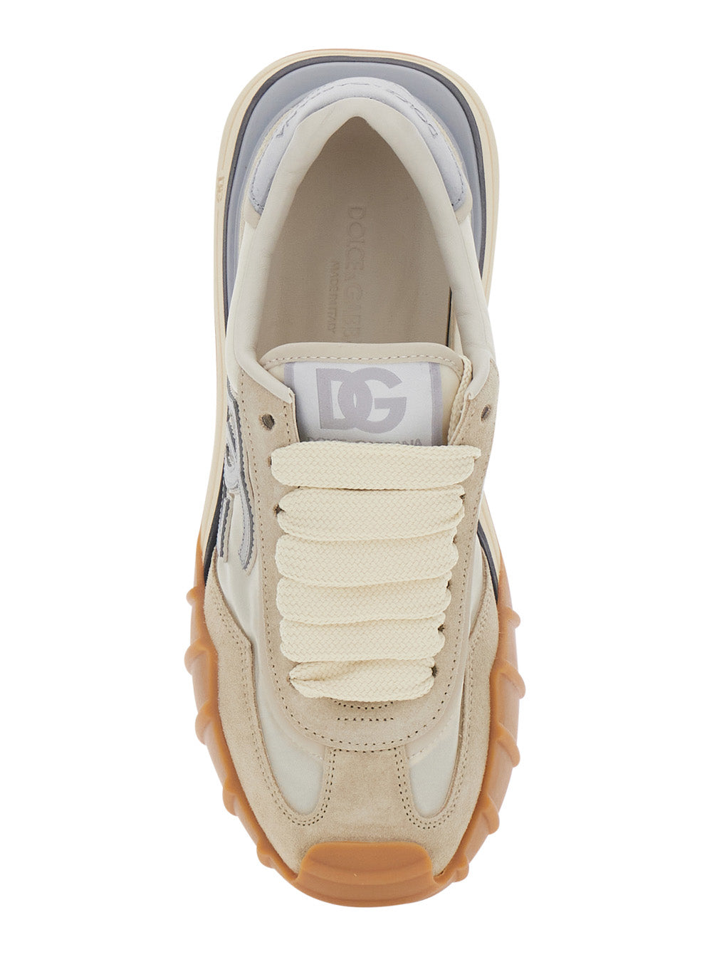 DG Athletic White Sneaker with Logo on the Side in Leather Woman Lamb Sheep