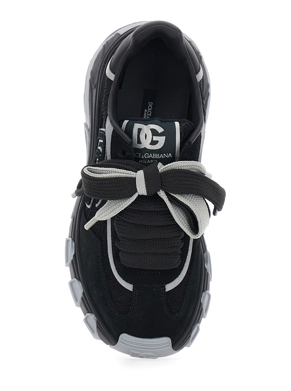 Black Low Top Sneakers with Logo Patch on the Tongue and Lace Panels in Suede Woman Elastane Polyamide Lamb Sheep
