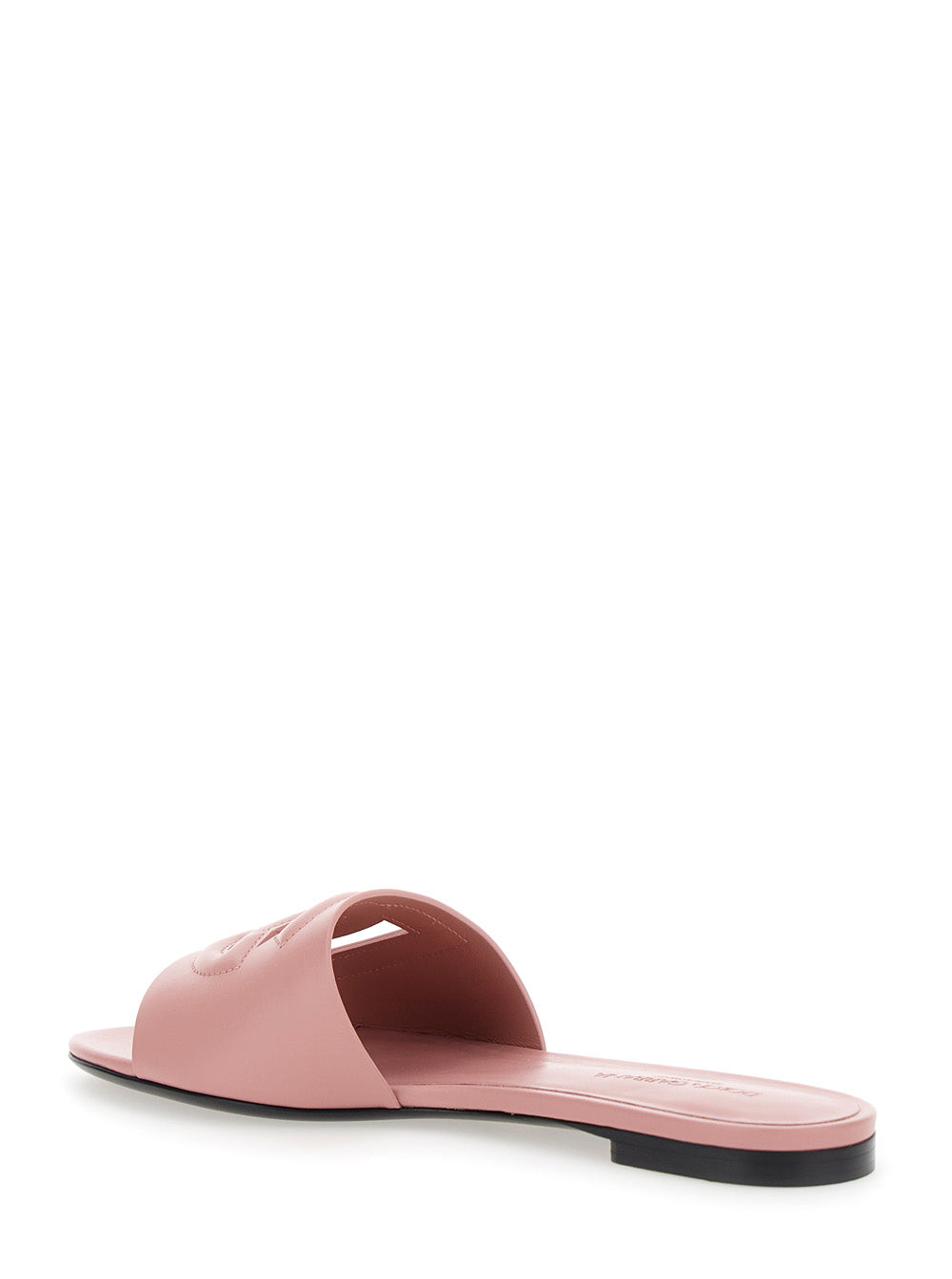 Pink Sandals with Logo cut-Out in Leather for Women Lamb Calf Flat Shoes
