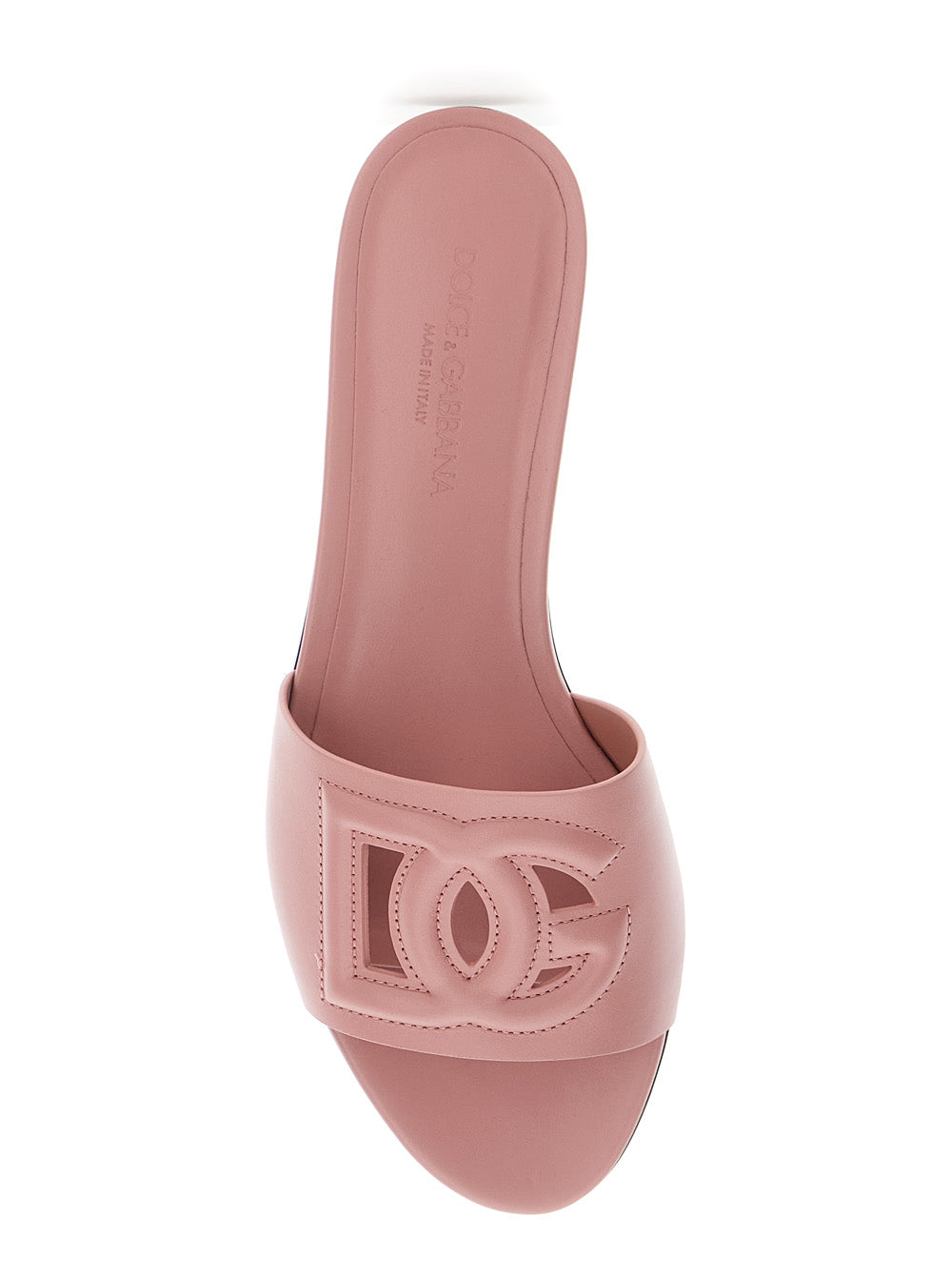 Pink Sandals with Logo cut-Out in Leather for Women Lamb Calf Flat Shoes