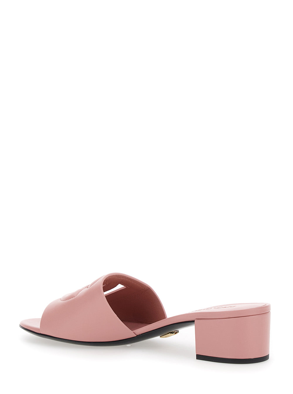 Pink Low Heel Mules with DG Millennials in Smooth Leather for Women Lamb Calf Heels