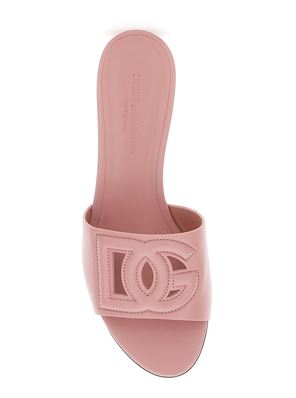 Pink Low Heel Mules with DG Millennials in Smooth Leather for Women Lamb Calf Heels