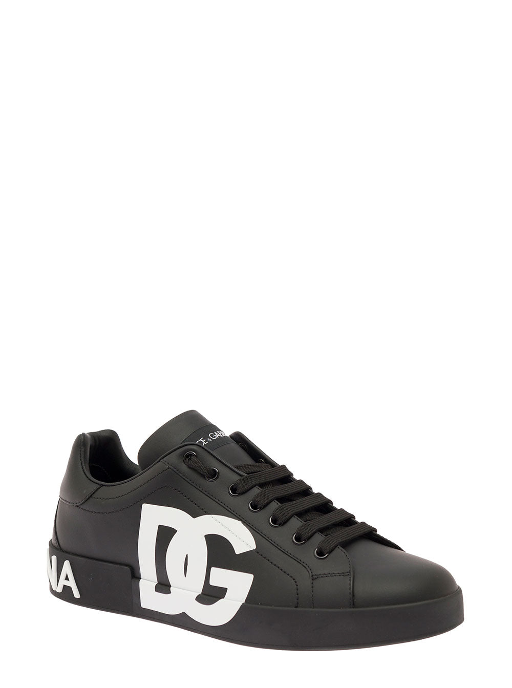 White And Black Portofino Sneakers Leather For Men Polyester Lamb Sheep Rubber