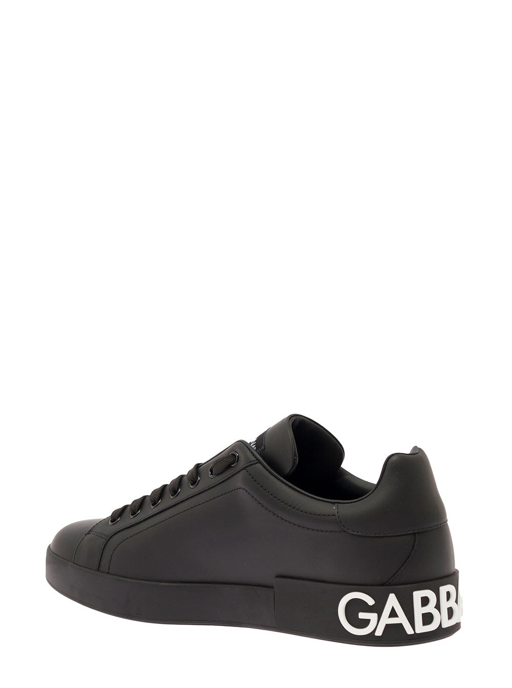 White And Black Portofino Sneakers Leather For Men Polyester Lamb Sheep Rubber